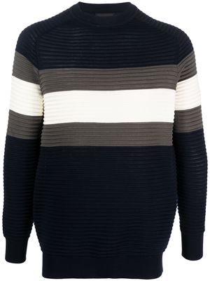 Emporio Armani striped ribbed-knit sweatshirt - Blue