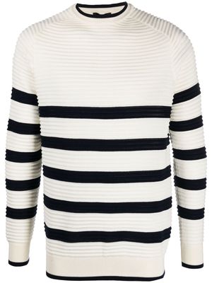 Emporio Armani striped ribbed-knit sweatshirt - White