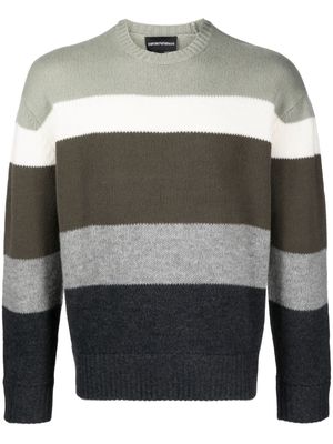 Emporio Armani striped virgin wool jumper - Green