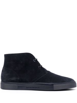 Emporio Armani suede lace-up boots - Blue