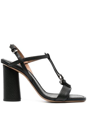 Emporio Armani T-bar leather strap sandals - Black