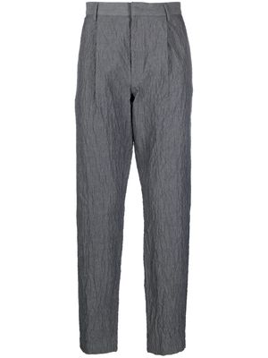 Emporio Armani tapered crinkled cotton trousers - Grey