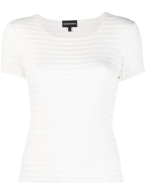 Emporio Armani textured cotton-blend blouse - White
