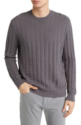 Emporio Armani Textured Crewneck Sweater in Grey