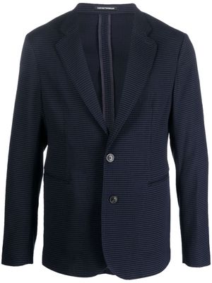 Emporio Armani textured-finish single-breasted blazer - Blue