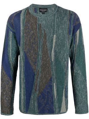 Emporio Armani textured-knit effect jumper - Blue