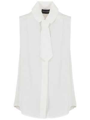 Emporio Armani tie-detail sleeveless blouse - White