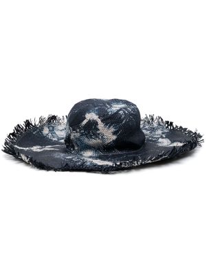 Emporio Armani tie-dye fringed hat - Blue