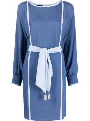 Emporio Armani tie-waist mini shift dress - Blue