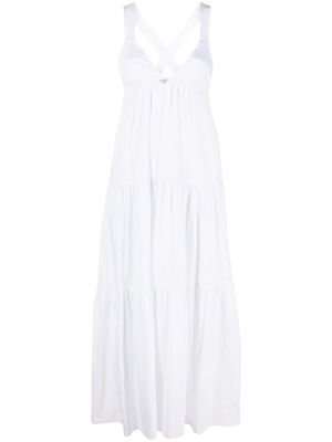 Emporio Armani tiered sleeveless midi dress - White