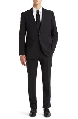 Emporio Armani Tonal Plaid Virgin Wool Suit in Black