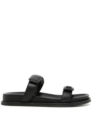 Emporio Armani touch-strap leather sandals - Black