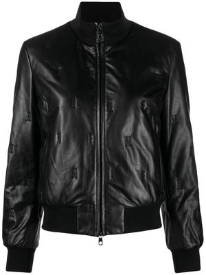 Emporio Armani Travel Essential leather bomber jacket - Black