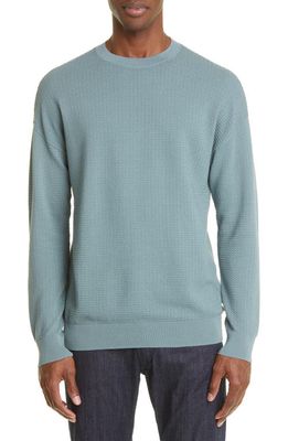 Emporio Armani Tuck Woven Crewneck Sweater in Light Blue