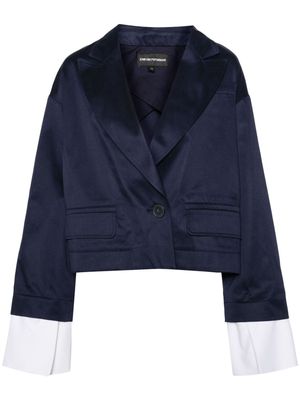 Emporio Armani twill cropped jacket - Blue