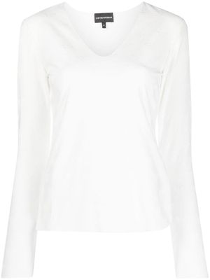 Emporio Armani V-neck long-sleeve top - White