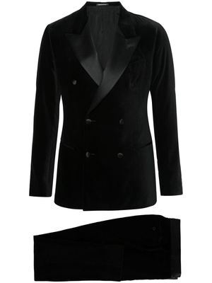 Emporio Armani velvet double-breasted suit - Black