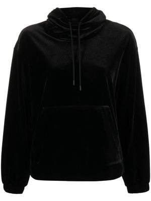 Emporio Armani velvet drawstring sweatshirt - Black