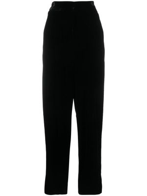 Emporio Armani velvet-effect palazzo trousers - Black
