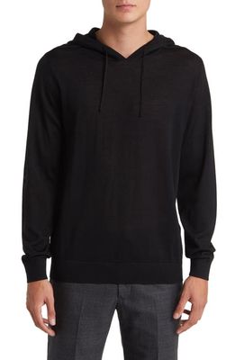 Emporio Armani Virgin Wool Blend Sweater Hoodie in Black