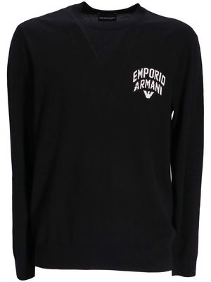 Emporio Armani virgin-wool logo sweatshirt - Black