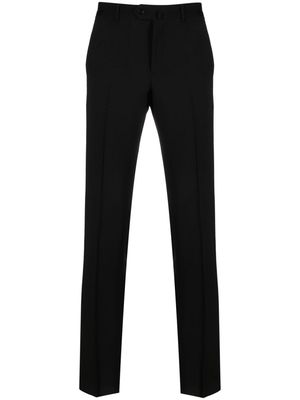 Emporio Armani virgin-wool mid-rise tapered trousers - Black