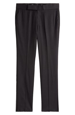 Emporio Armani Virgin Wool Tuxedo Pants in Solid Black