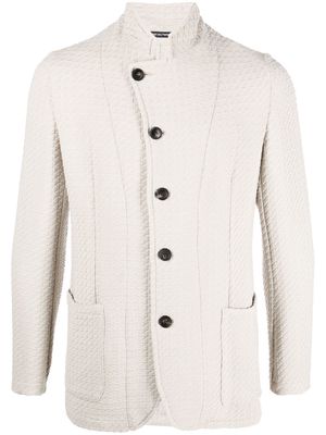 Emporio Armani waffle-knit jacket - Neutrals