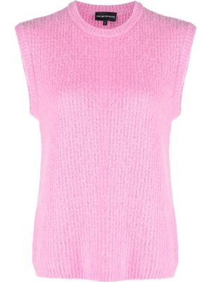 Emporio Armani waffle-knit sleeveless vest - Pink