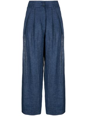 Emporio Armani wide-leg linen blend trousers - Blue