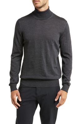Emporio Armani Wool Turtleneck Sweater in Solid Dark Grey