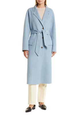 Emporio Armani Wool Wrap Coat in Light Blue