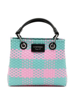 Emporio Armani woven logo-plaque tote bag - Blue