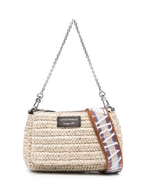 Emporio Armani woven-raffia shoulder bag - Neutrals