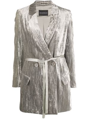 Emporio Armani wrinkle-effect double-breasted blazer - Grey