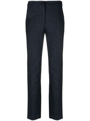 Emporio Armani zig zag-pattern cropped trousers - Blue
