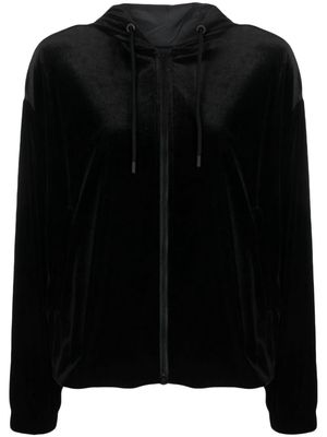 Emporio Armani zip-up chenille hoodie - Black