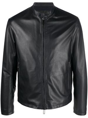 Emporio Armani zip-up leather jacket - Blue