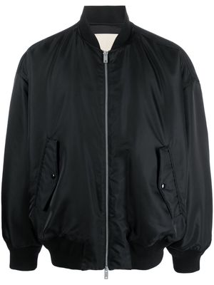 Emporio Armani zip-up satin-finish bomber jacket - Black
