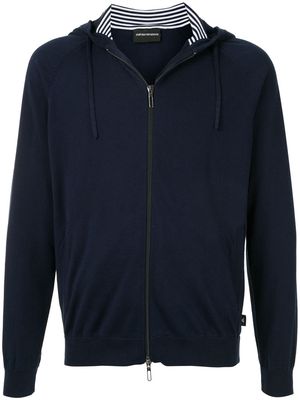 Emporio Armani zipped cotton hoodie - Blue
