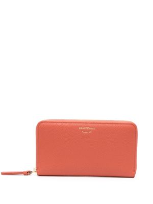 Emporio Armani zipped leather long wallet - Orange