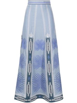 Emporio Sirenuse Camille embroidered A-line skirt - Blue