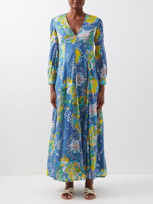 Emporio Sirenuse - Lena Caliph's Dream-print Cotton Maxi Dress - Womens - Blue Print