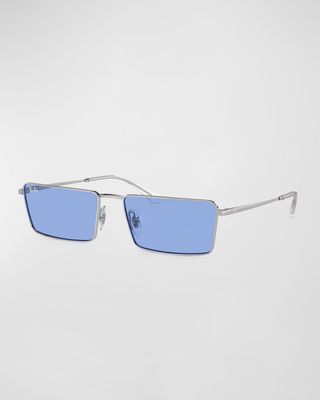 Emy Metal Rectangle Sunglasses, 59mm
