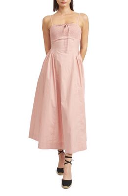 En Saison Eleanor Stripe Cotton Midi Sundress in Blush Pink