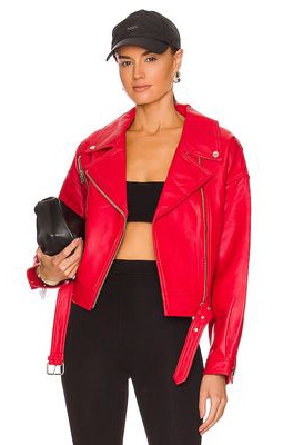 Ena Pelly Grace Leather Jacket in Red