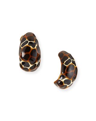 Enamel Clip-On Hoop Earrings, Leopard