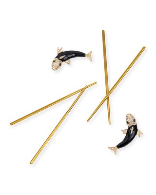 Enamel Koi Chopstick Rests with Chopsticks, Set of 4
