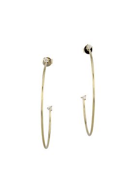 Enchanted 14 Yellow Gold & Diamond Top And Tail Hoop Earrings