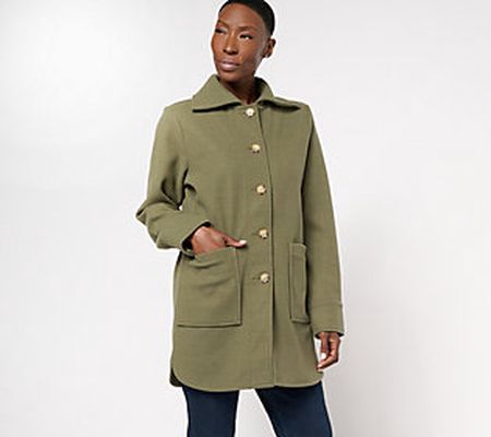 Encore by Idina Menzel Double Face Button-Front Collared Coat